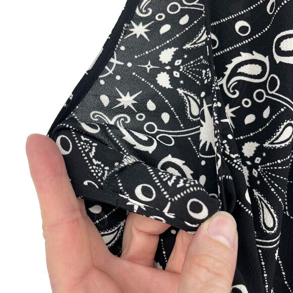 Talbots Plus 1X Sleeveless Black Celestial Print Dress Elastic Waist Sheer Fairy - Picture 3 of 16